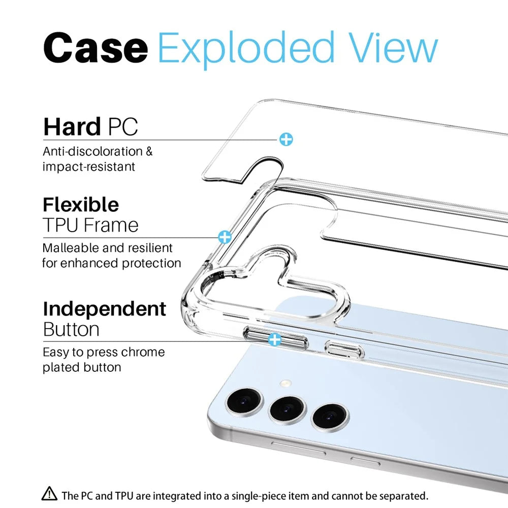 NORTHJO For Samsung Galaxy S24 FE Case Transparent PC+TPU Phone Cover Set with Screen Film + Lens Film - 2
