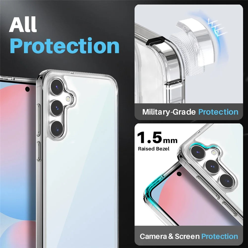 NORTHJO For Samsung Galaxy S24 FE Case Transparent PC+TPU Phone Cover Set with Screen Film + Lens Film - 3