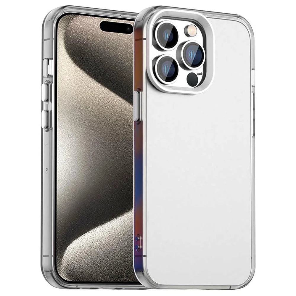 For iPhone 15 Pro Max Case PC+TPU+PET Matte Anti-Drop Phone Back Cover - White - 1