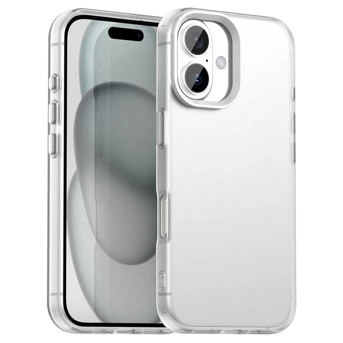 For iPhone 16 Case PC+TPU+PET Matte Anti-Drop Phone Back Cover - White - 1