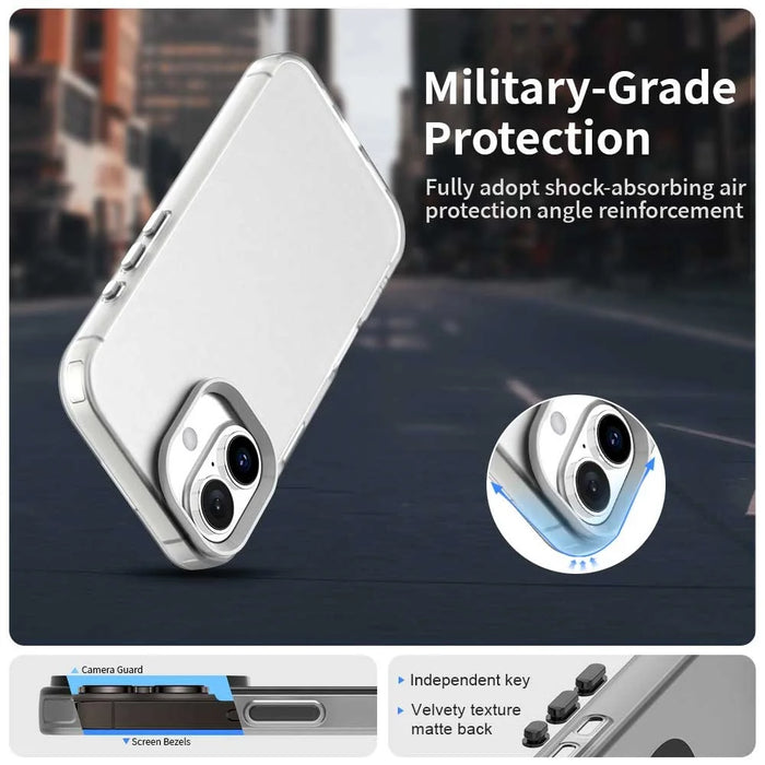 For iPhone 16 Case PC+TPU+PET Matte Anti-Drop Phone Back Cover - White - 2