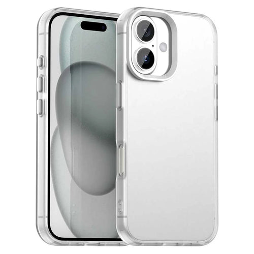 For iPhone 16 Plus Case PC+TPU+PET Matte Anti-Drop Phone Back Cover - White - 1