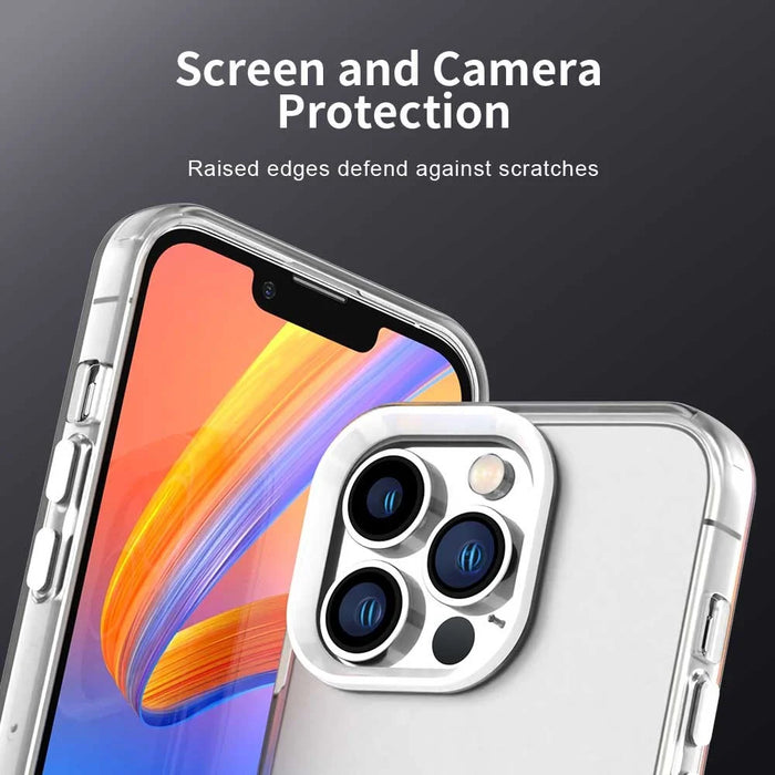 For iPhone 13 Pro Max Case PC+TPU+PET Matte Anti-Drop Phone Back Cover - White - 5