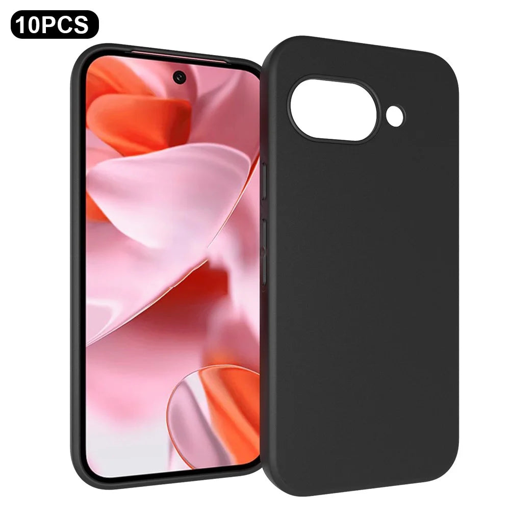 10Pcs / Pack For Google Pixel 9a Case Anti-Fingerprint Soft TPU Protective Cover - Black - 1