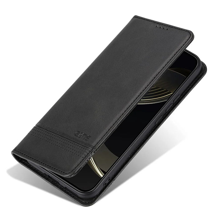 AZNS For Samsung Galaxy S25 Case Cowhide Texture PU Leather Wallet Phone Cover - Black - 5