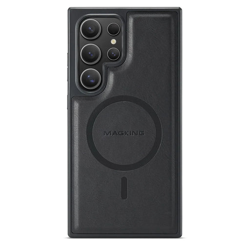 MAGKING K1 Series For Samsung Galaxy S24 Ultra Magnetic Case PC+TPU+PU Leather Phone Cover - Black - 1