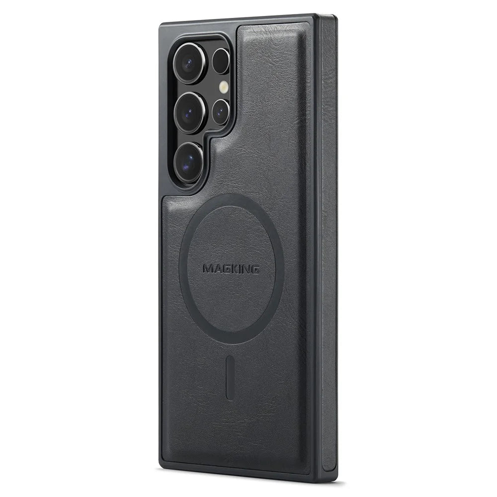 MAGKING K1 Series For Samsung Galaxy S24 Ultra Magnetic Case PC+TPU+PU Leather Phone Cover - Black - 2