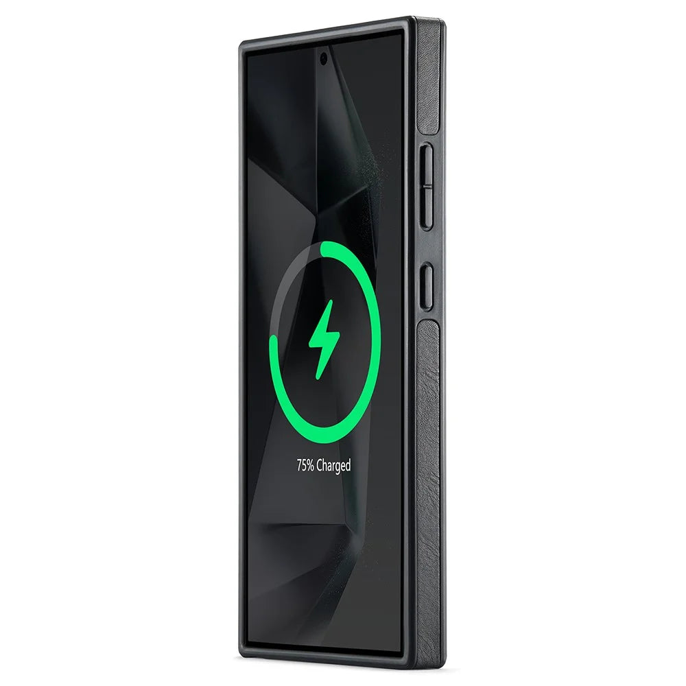 MAGKING K1 Series For Samsung Galaxy S24 Ultra Magnetic Case PC+TPU+PU Leather Phone Cover - Black - 3