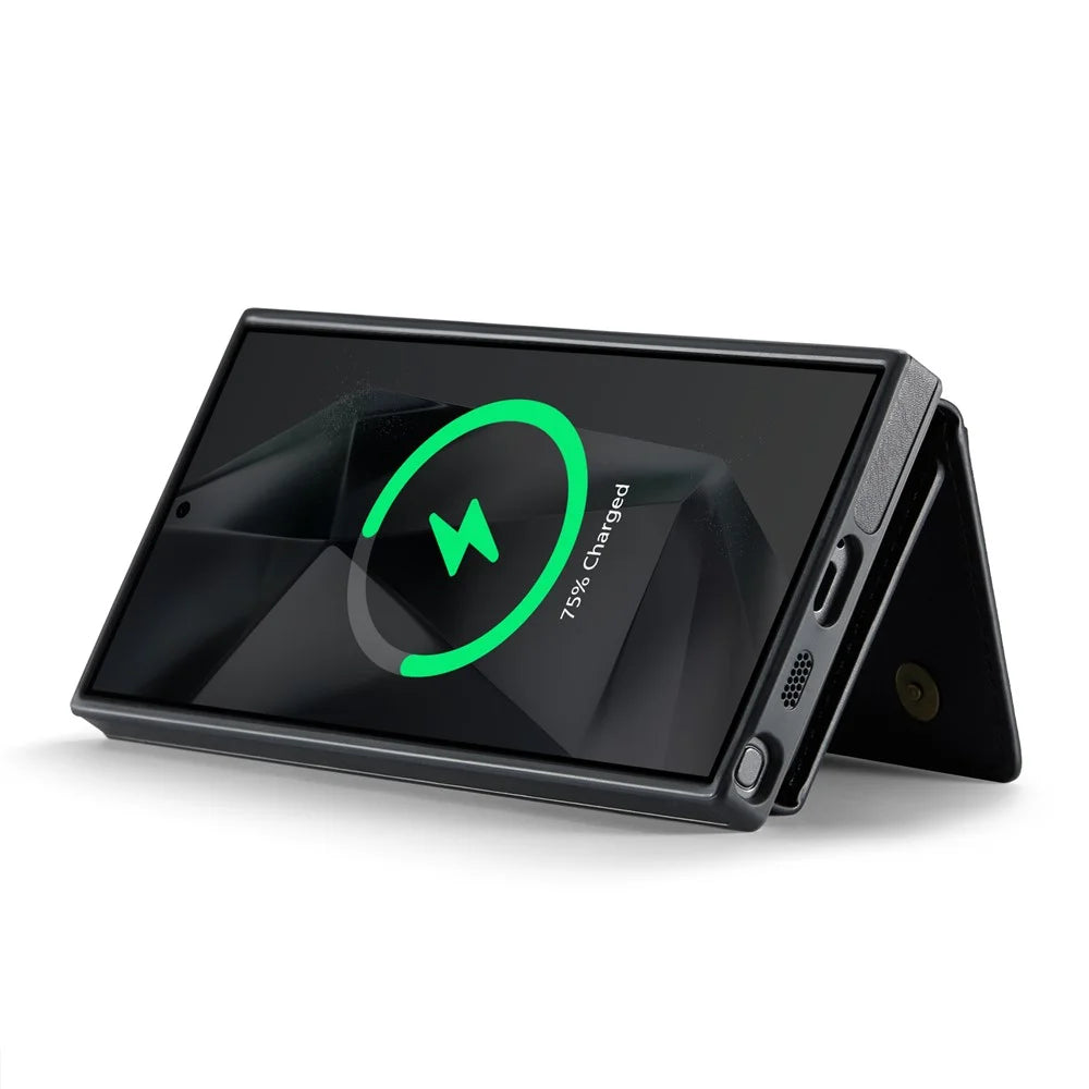 MAGKING K2 Series For Samsung Galaxy S24 Ultra Magnetic Case PC+TPU+PU Phone Cover - Black - 6