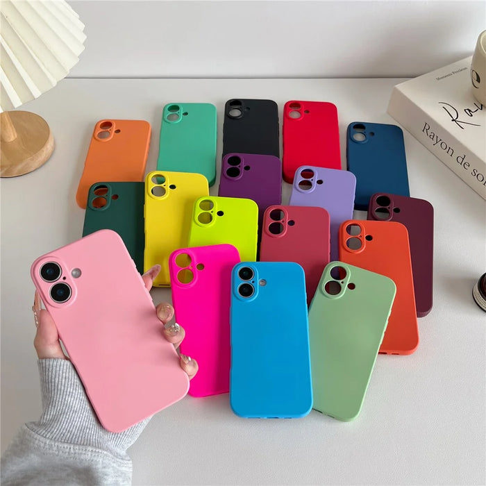 For iPhone 16 Phone Back Case Scratch Resistant Silicone Mobile Cover - Black - 7