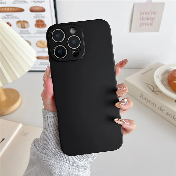 For iPhone 16 Pro Max Phone Back Case Scratch Resistant Silicone Mobile Cover - Black - 1