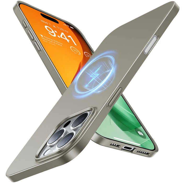 TORRAS Slimfit Mag Series For iPhone 16 Pro Case Compatible with MagSafe Hard PC Shockproof Phone Cover - Titanium Grey - 1