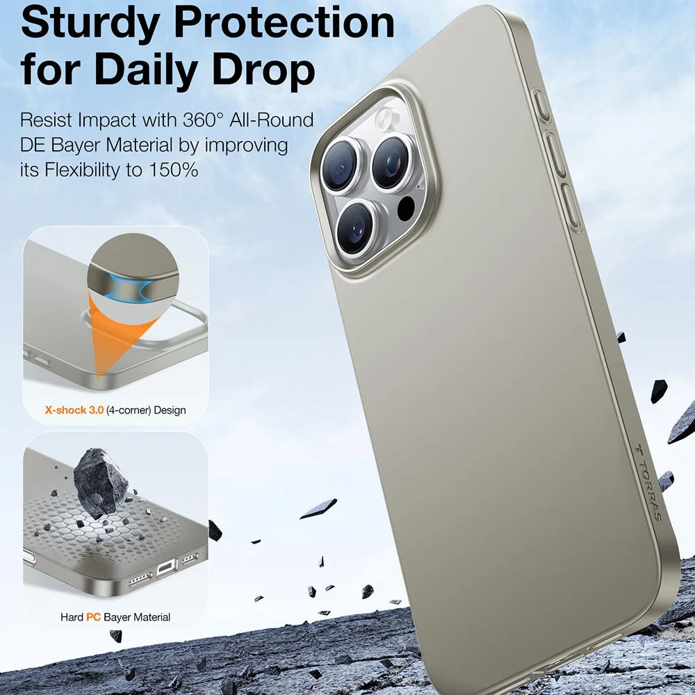 TORRAS Slimfit Mag Series For iPhone 16 Pro Case Compatible with MagSafe Hard PC Shockproof Phone Cover - Titanium Grey - 4