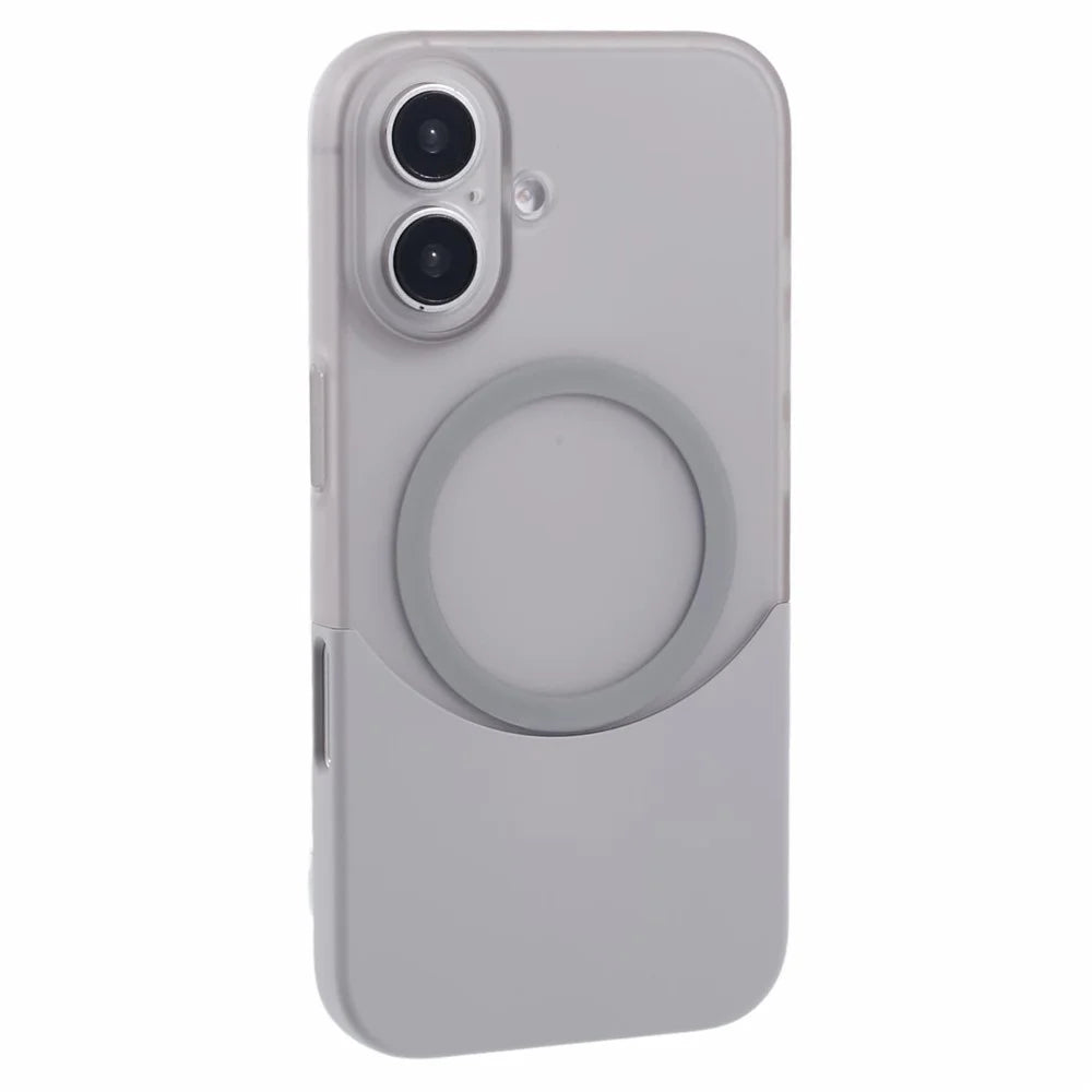 For iPhone 16 Plus Case Compatible with MagSafe Splicing Color Drop-Proof PC Phone Cover - Grey - 1