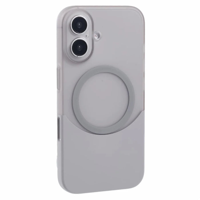 For iPhone 16 Plus Case Compatible with MagSafe Splicing Color Drop-Proof PC Phone Cover - Grey - 1