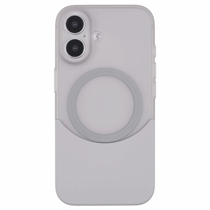 For iPhone 16 Plus Case Compatible with MagSafe Splicing Color Drop-Proof PC Phone Cover - Grey - 3