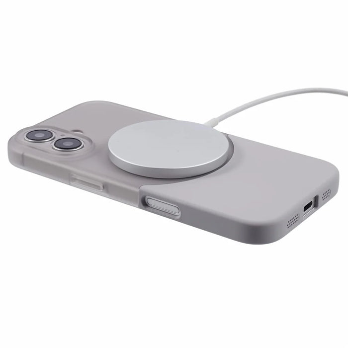 For iPhone 16 Plus Case Compatible with MagSafe Splicing Color Drop-Proof PC Phone Cover - Grey - 4