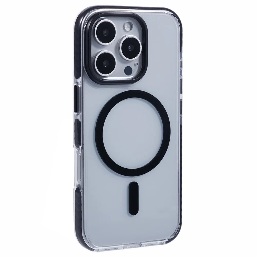 For iPhone 16 Pro Max Clear Case Compatible with MagSafe TPU+PC Back Cover - Black - 1