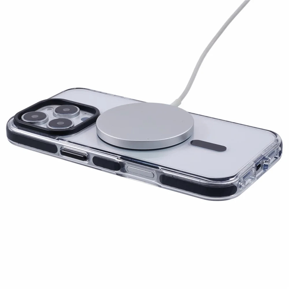 For iPhone 16 Pro Max Clear Case Compatible with MagSafe TPU+PC Back Cover - Black - 4