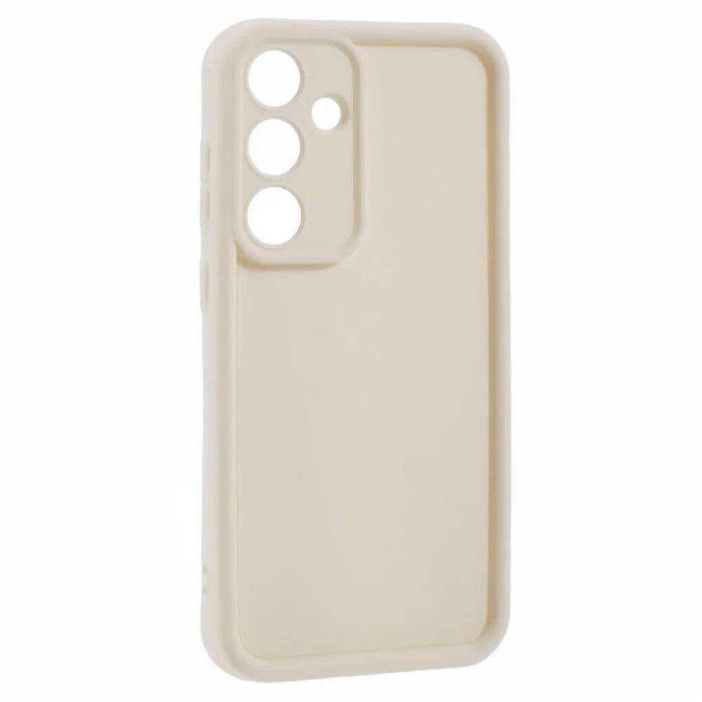 For Samsung Galaxy S25 Case Grooved Design TPU Anti-Slip Phone Cover - Beige - 3