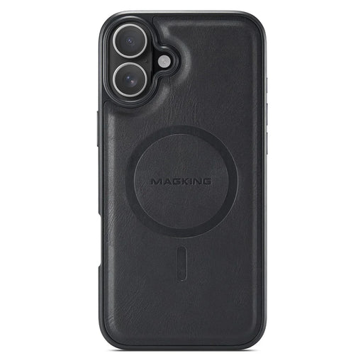 MAGKING K1 Series For iPhone 16 Magnetic Case PC+TPU+PU Leather Phone Cover - Black - 2