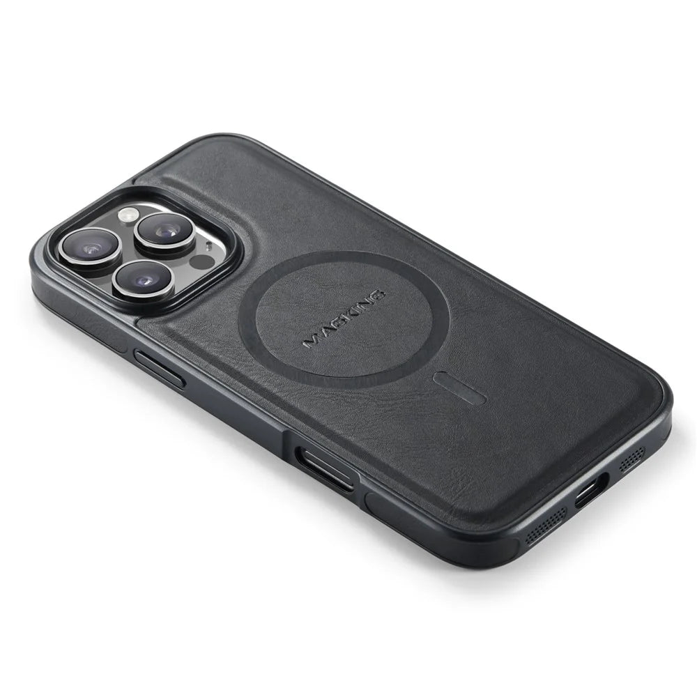 MAGKING K1 Series For iPhone 16 Pro Magnetic Case PC+TPU+PU Leather Phone Cover - Black - 5