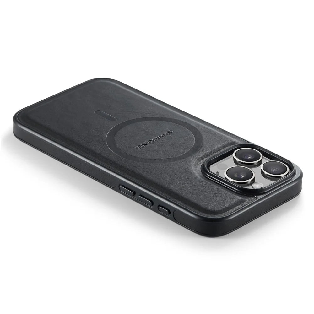 MAGKING K1 Series For iPhone 16 Pro Magnetic Case PC+TPU+PU Leather Phone Cover - Black - 6