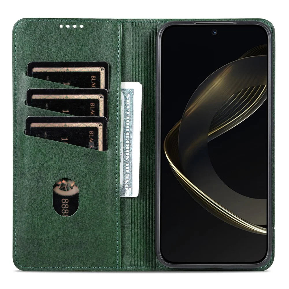 AZNS For vivo X200 Pro 5G Case Cowhide Texture PU Leather Wallet Phone Cover - Green - 3