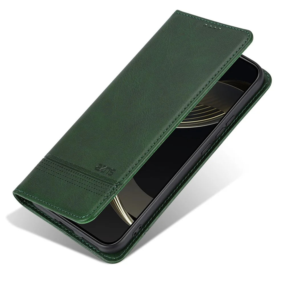 AZNS For vivo X200 Pro 5G Case Cowhide Texture PU Leather Wallet Phone Cover - Green - 5