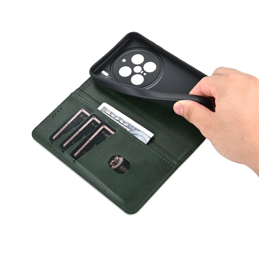 AZNS For vivo X200 Pro 5G Case Cowhide Texture PU Leather Wallet Phone Cover - Green - 6