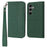 For Samsung Galaxy S25 Case Woven Texture PU Leather Wallet Phone Cover - Blackish Green - 1
