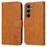 For Samsung Galaxy S25+ Case Happy Cat Pattern Imprinted Leather Wallet Phone Cover - Yellow - 1