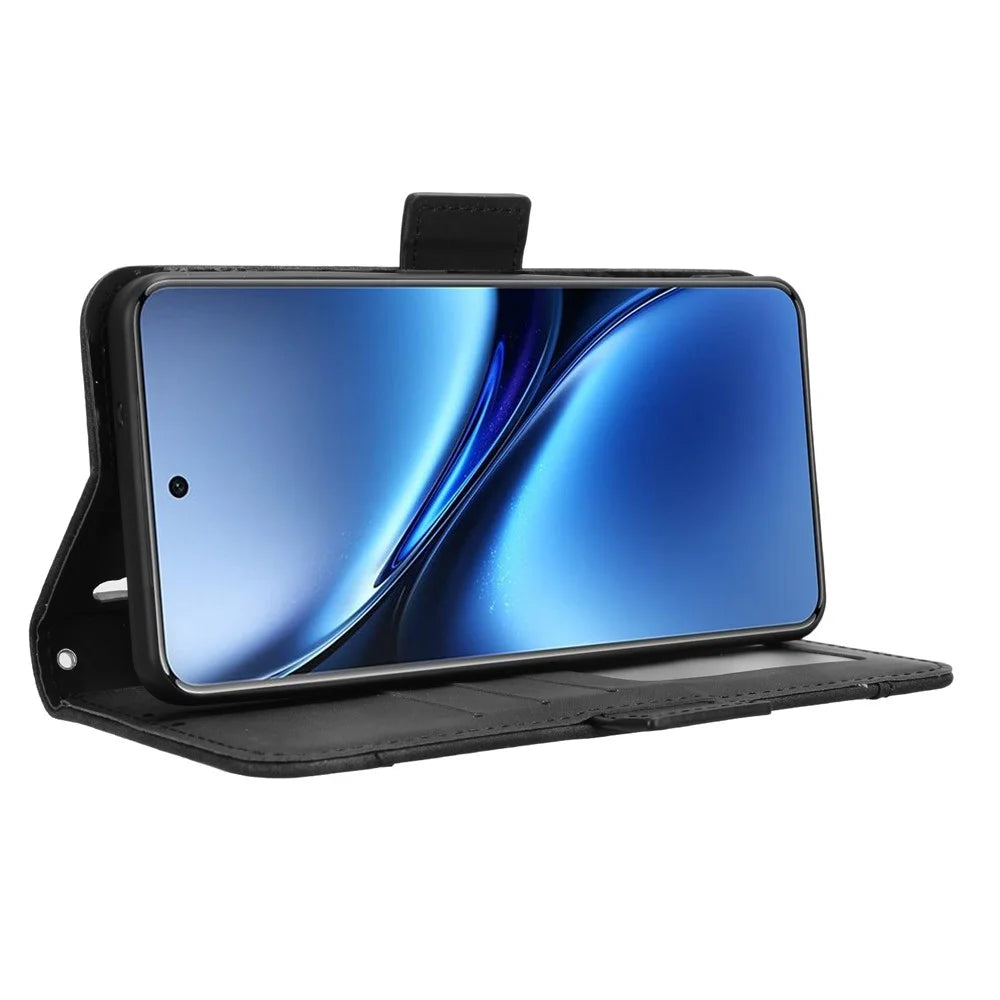 For vivo X200 Pro 5G Leather Case Phone Wallet Cover with Multiple Card Slots - Black - 4