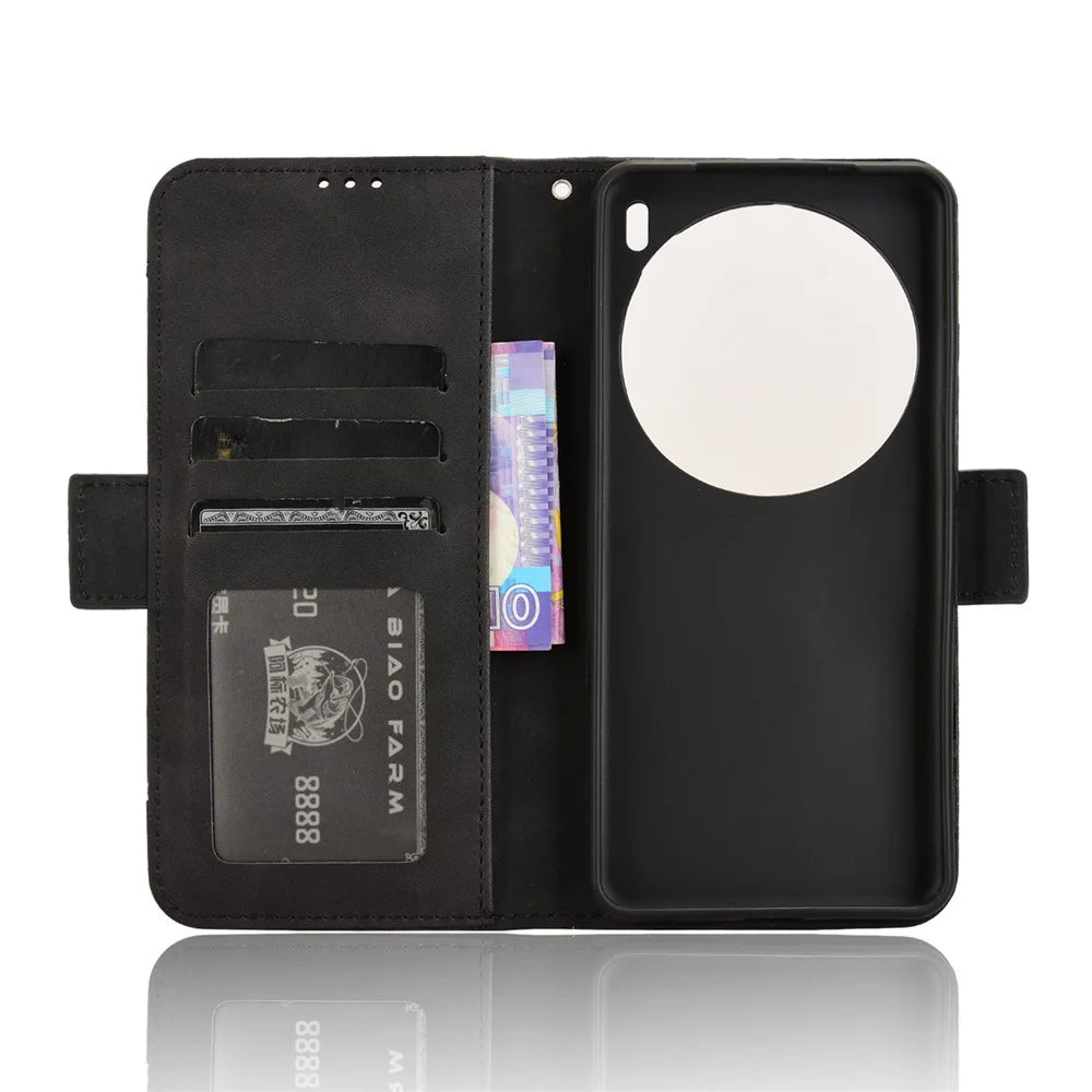 For vivo X200 Pro 5G Leather Case Phone Wallet Cover with Multiple Card Slots - Black - 5