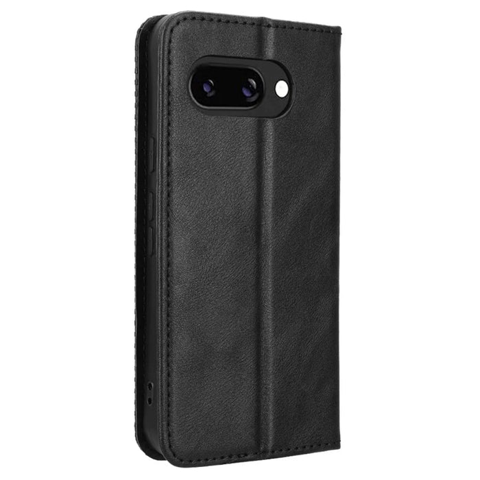 For Google Pixel 9a Leather Case Wallet Stand Retro Texture Phone Cover - Black - 7