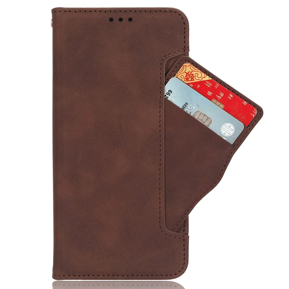 For Google Pixel 9a Leather Case Phone Wallet Cover with Multiple Card Slots - Brown - 2