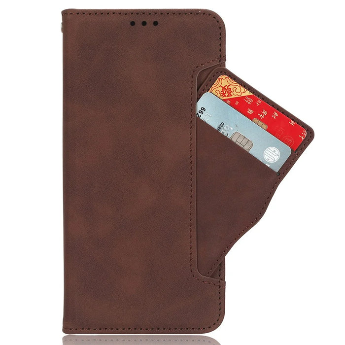 For Google Pixel 9a Leather Case Phone Wallet Cover with Multiple Card Slots - Brown - 2