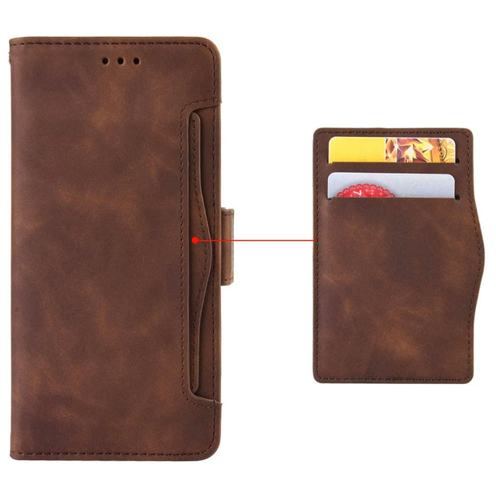 For Google Pixel 9a Leather Case Phone Wallet Cover with Multiple Card Slots - Brown - 6