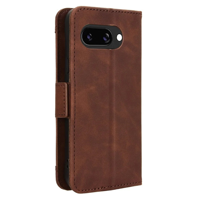 For Google Pixel 9a Leather Case Phone Wallet Cover with Multiple Card Slots - Brown - 7