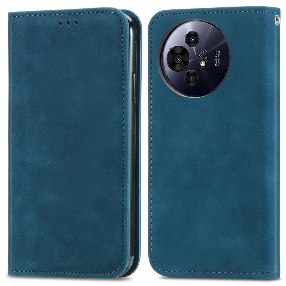 For TCL 50 Pro NxtPaper 5G Case Skin Touch Feeling Leather Card Holder Phone Cover Magnetic Absorption - Dark Blue - 1