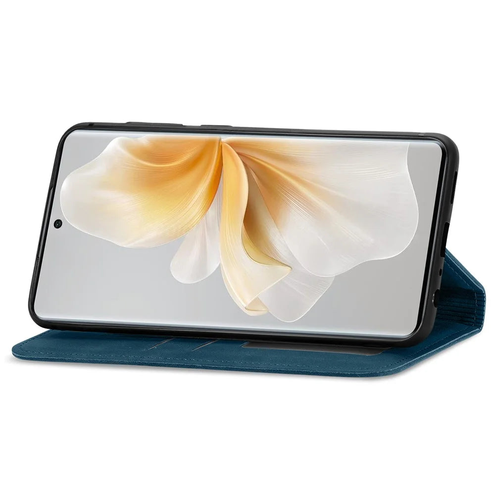 For TCL 50 Pro NxtPaper 5G Case Skin Touch Feeling Leather Card Holder Phone Cover Magnetic Absorption - Dark Blue - 3