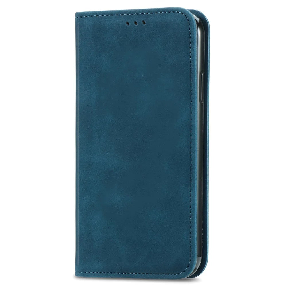For TCL 50 Pro NxtPaper 5G Case Skin Touch Feeling Leather Card Holder Phone Cover Magnetic Absorption - Dark Blue - 7
