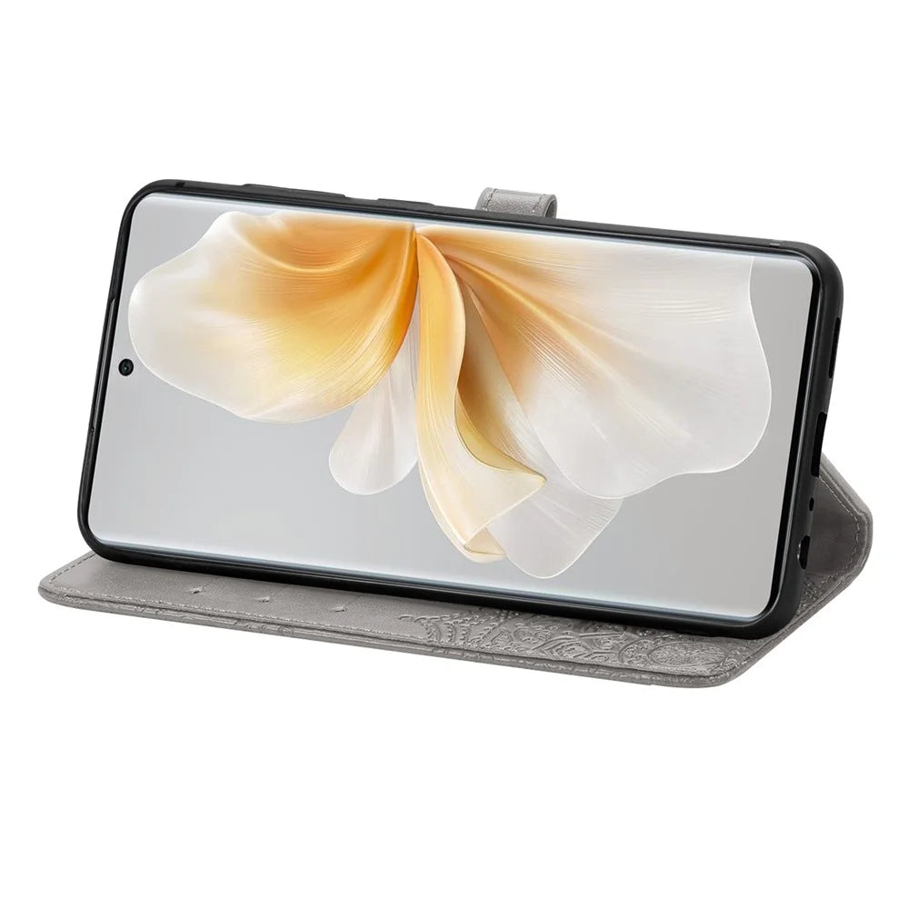 For TCL 50 Pro NxtPaper 5G Wallet Case Mandala Flower Leather Phone Cover Stand View - Grey - 3