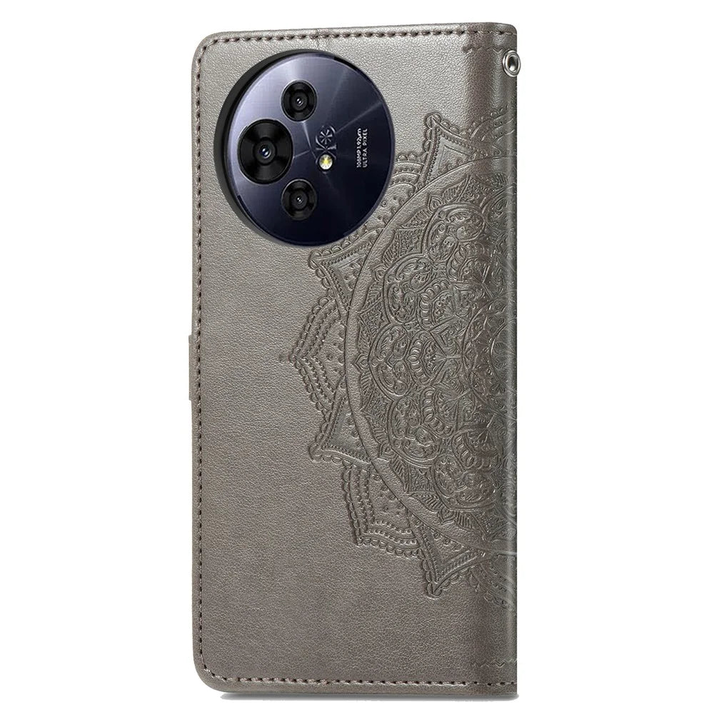 For TCL 50 Pro NxtPaper 5G Wallet Case Mandala Flower Leather Phone Cover Stand View - Grey - 6