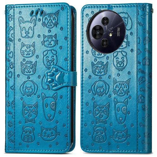 For TCL 50 Pro Nxtpaper 5G Case Leather Wallet Flip Phone Cover Cute Cat Dog Pattern - Blue - 1