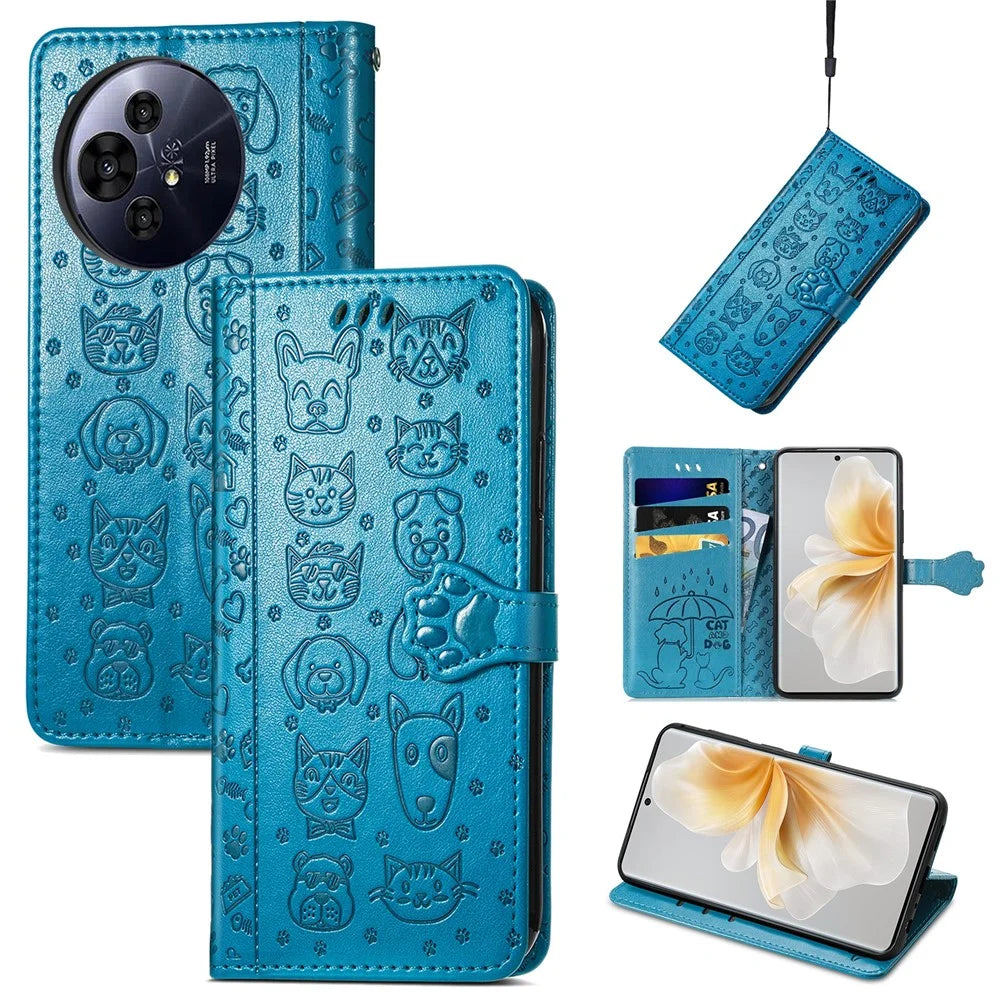 For TCL 50 Pro Nxtpaper 5G Case Leather Wallet Flip Phone Cover Cute Cat Dog Pattern - Blue - 7