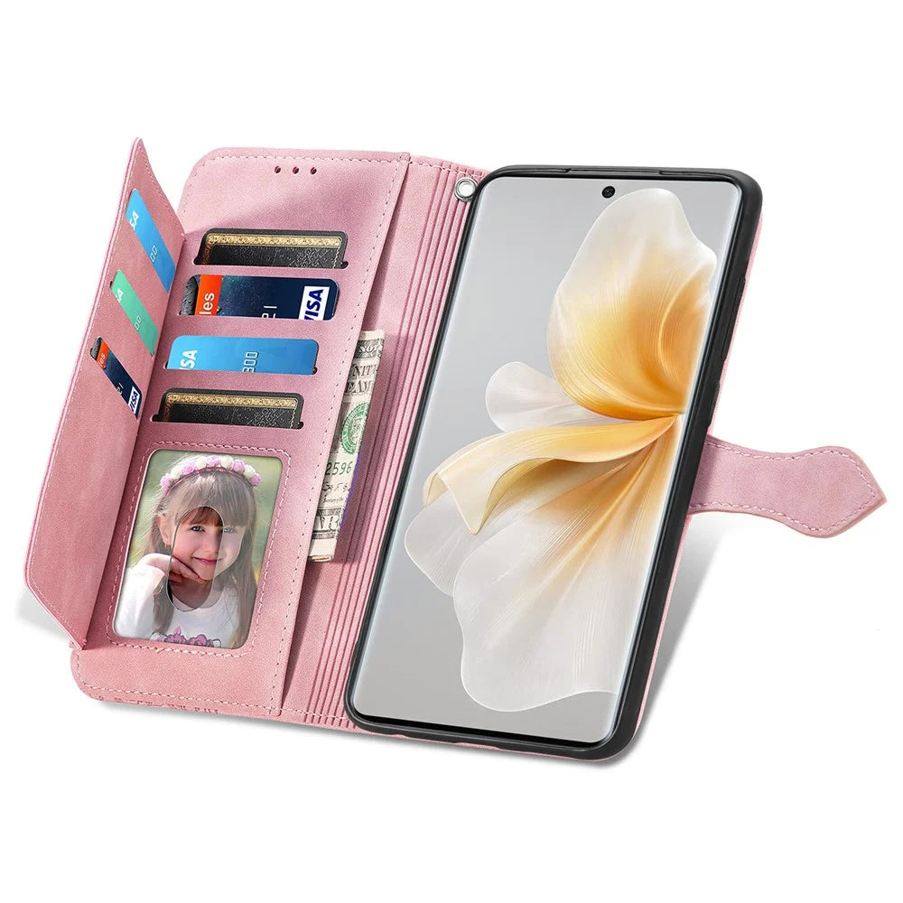 For TCL 50 Pro Nxtpaper 5G Zipper Wallet Case with Strap Flower Imprint PU Leather Phone Cover - Pink - 2