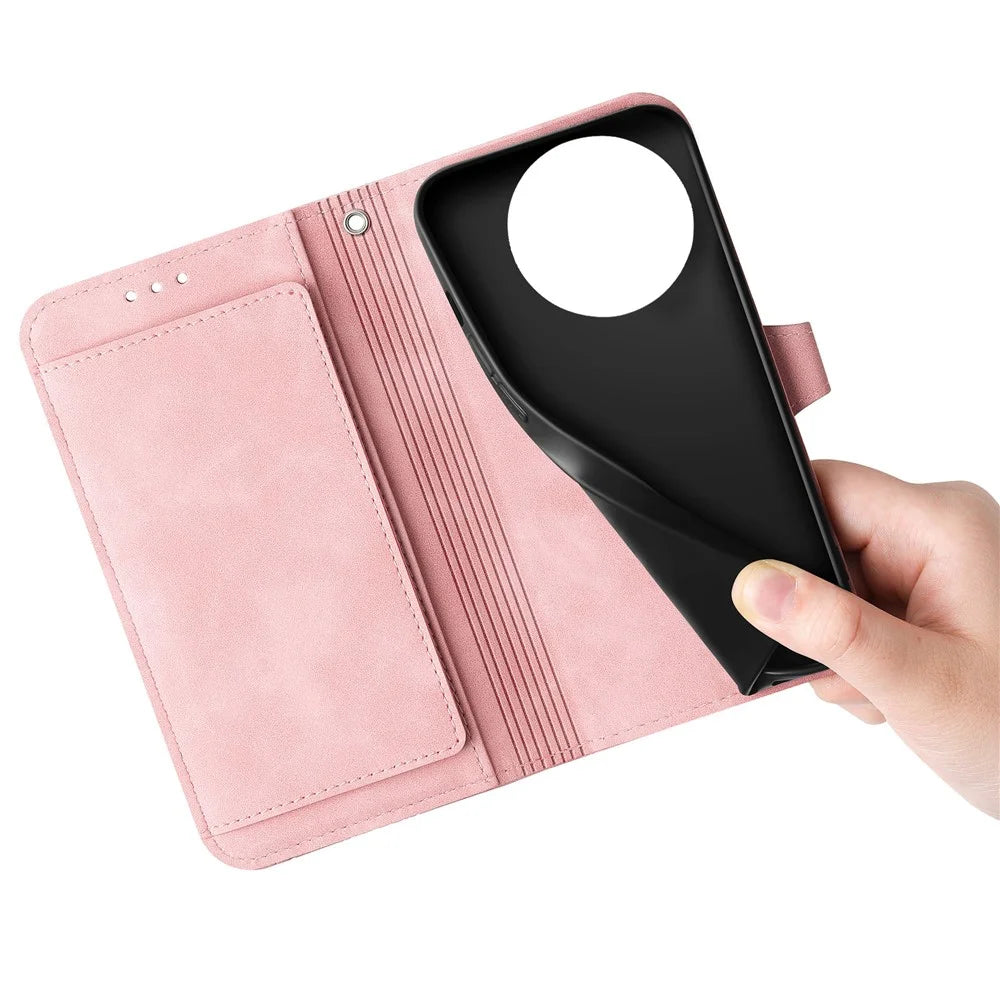 For TCL 50 Pro Nxtpaper 5G Zipper Wallet Case with Strap Flower Imprint PU Leather Phone Cover - Pink - 5