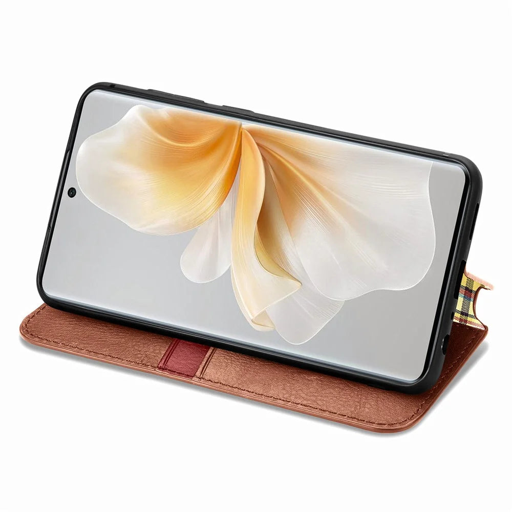 For TCL 50 Pro Nxtpaper 5G PU Leather Case Rhombus Imprint Wallet Stand Phone Cover - Brown - 3