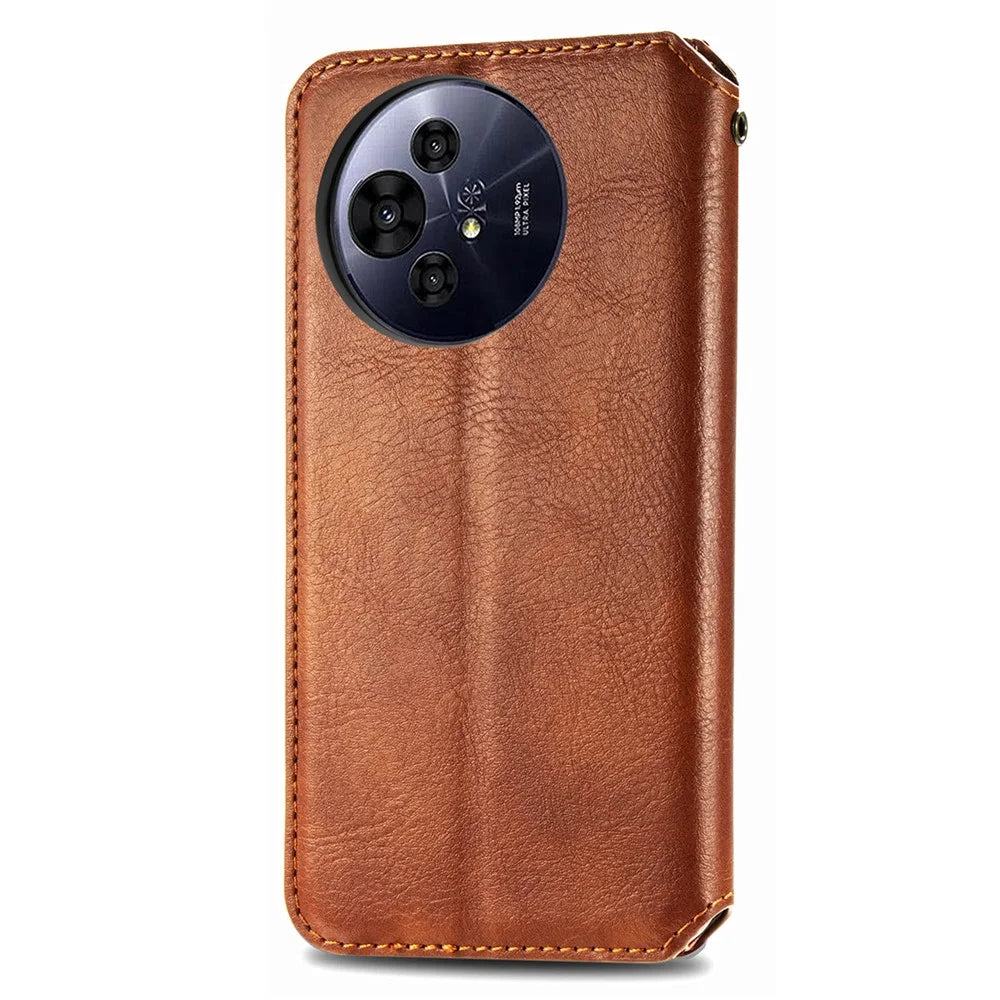 For TCL 50 Pro Nxtpaper 5G PU Leather Case Rhombus Imprint Wallet Stand Phone Cover - Brown - 7
